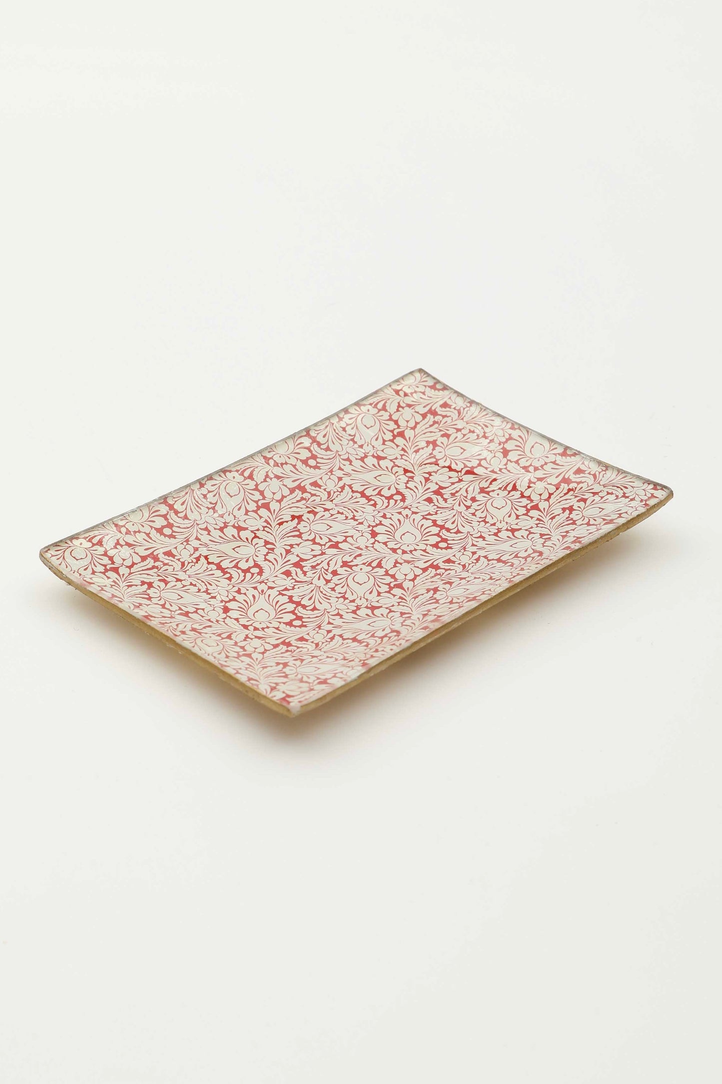 piatto rettangolare in vetro "papier blanc et rouge"