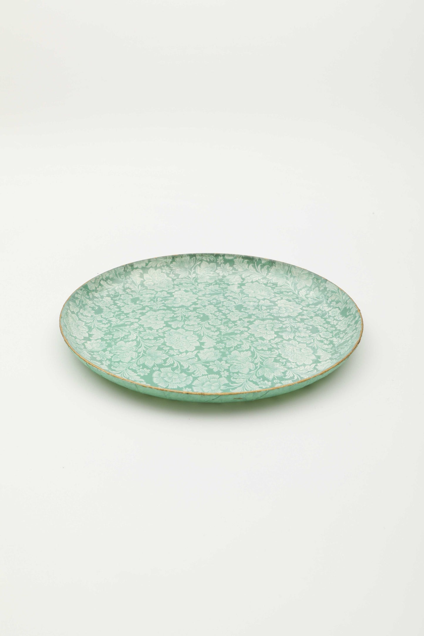 piatto tondo in vetro "blanc et vert"