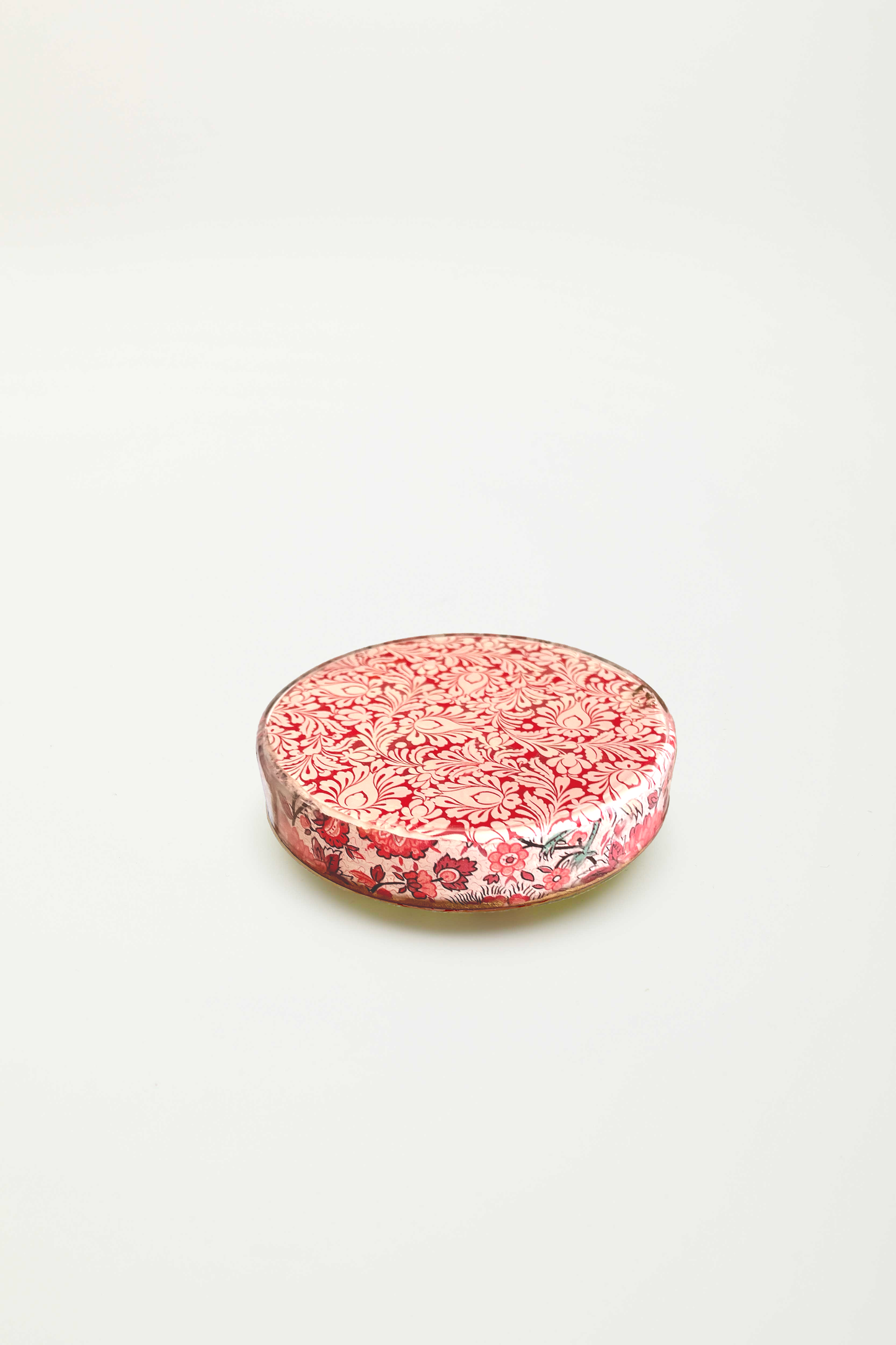 scatolina tonda "papier blanc et rouge"