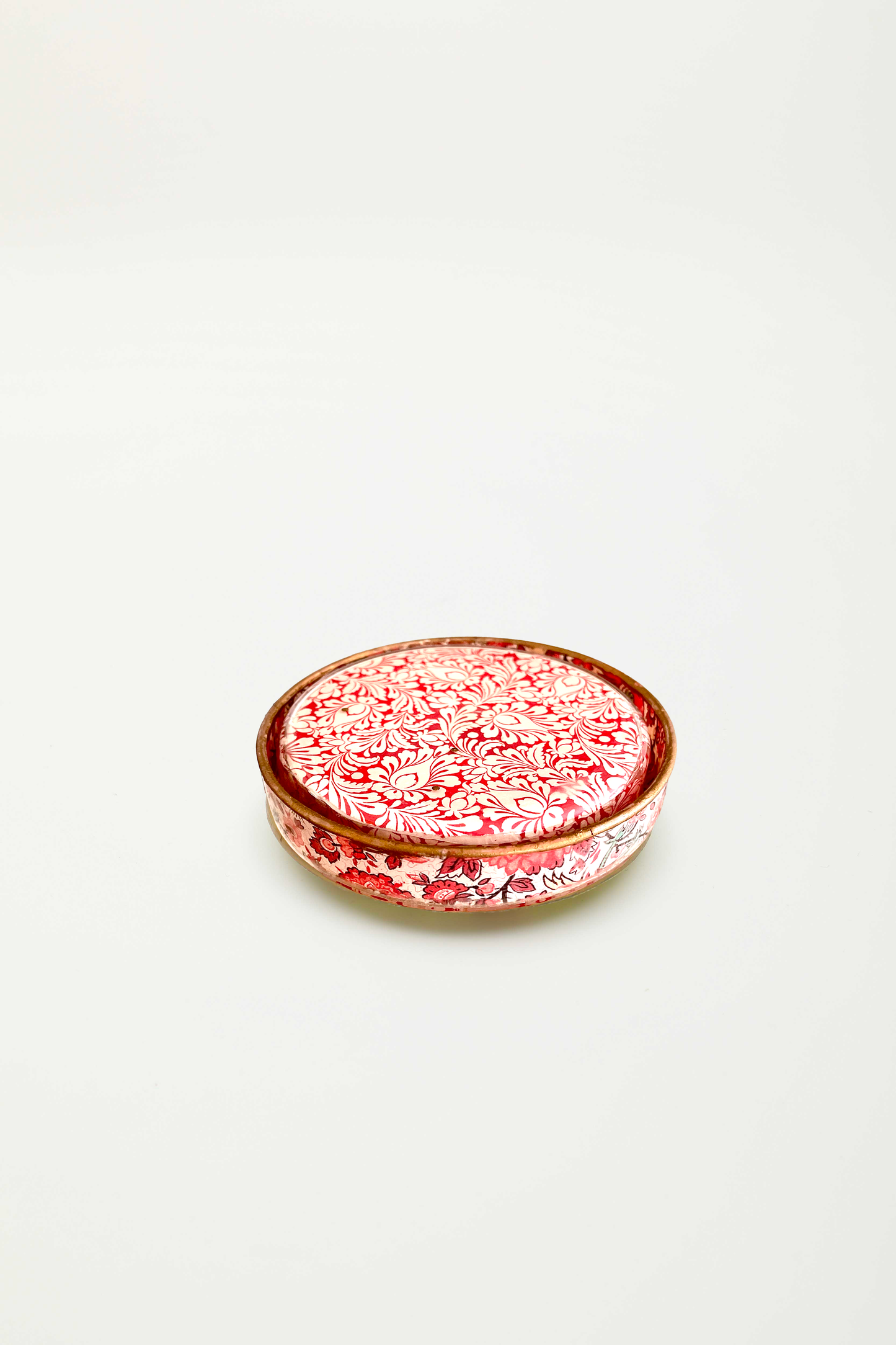 scatolina tonda "papier blanc et rouge"