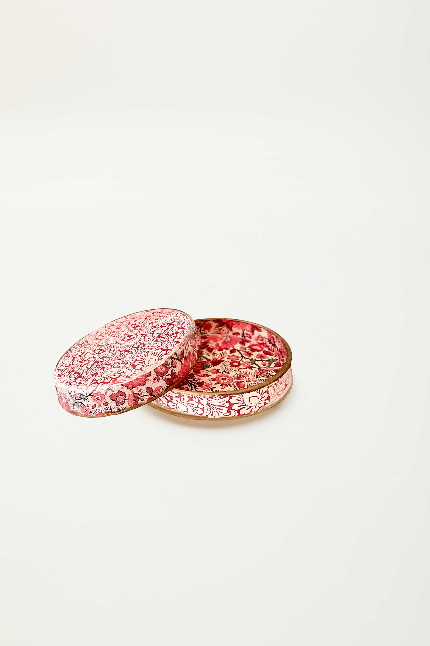 scatolina tonda "papier blanc et rouge"