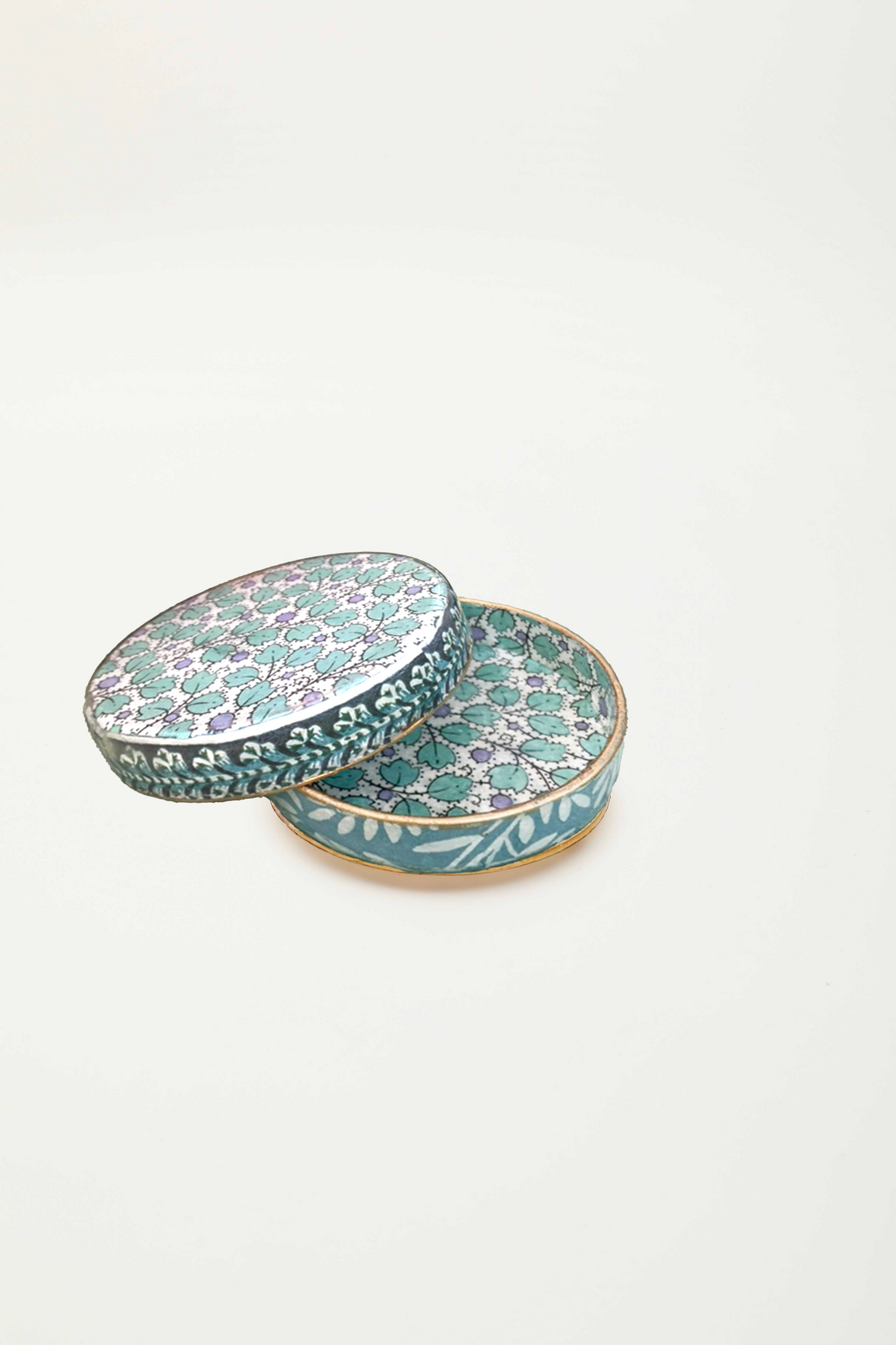 scatolina tonda "papier azur et blanc"