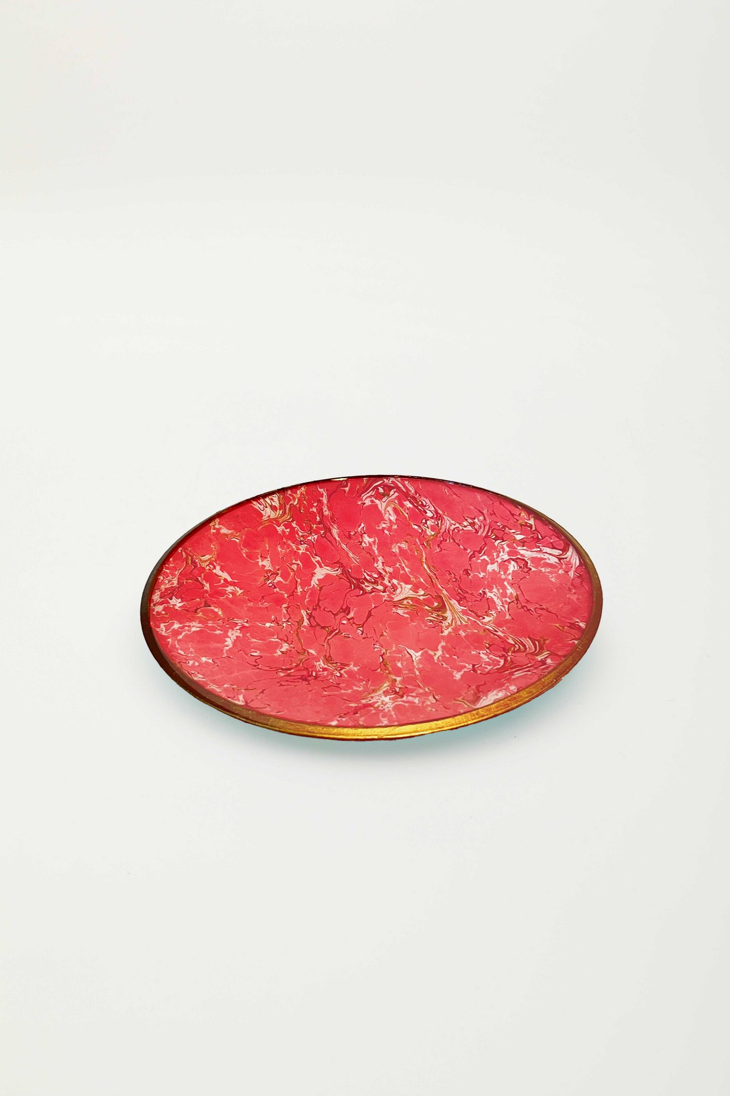 piatto tondo in vetro "marbre rose"