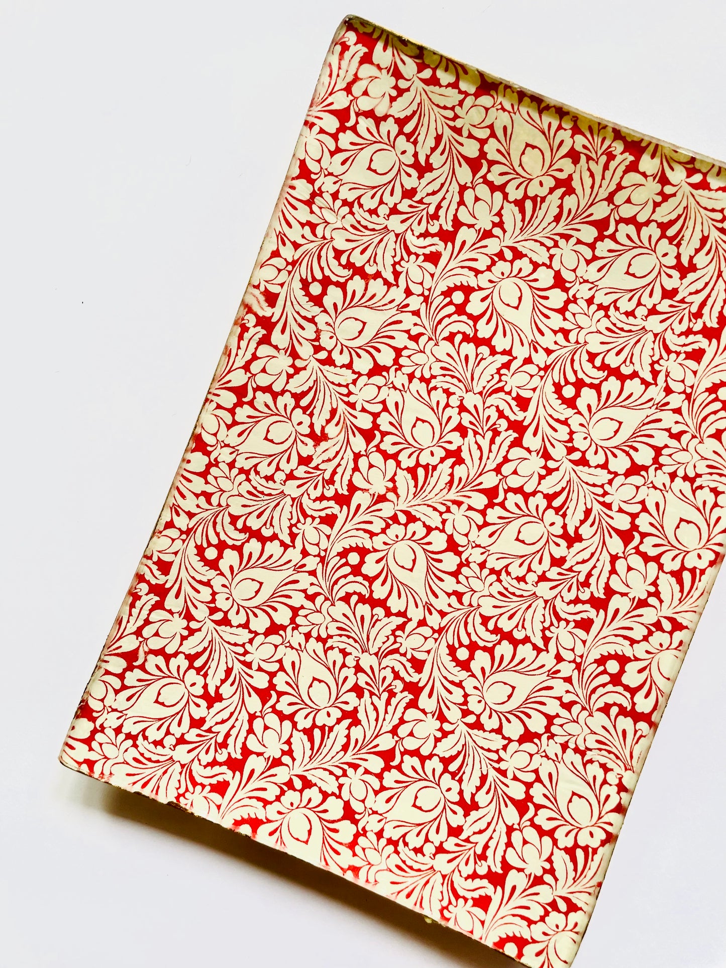 piatto rettangolare in vetro "papier blanc et rouge"