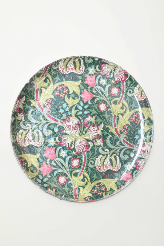 piatto tondo in vetro "fôret verte"