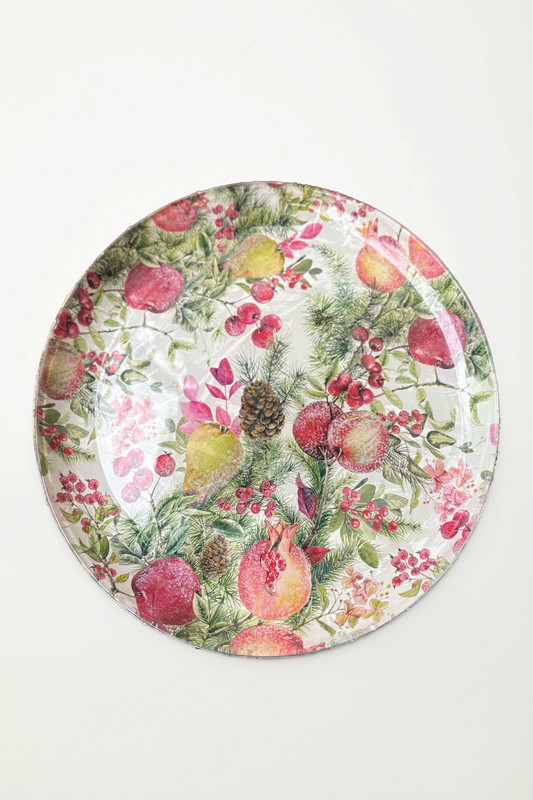 piatto tondo in vetro "papier grenade"