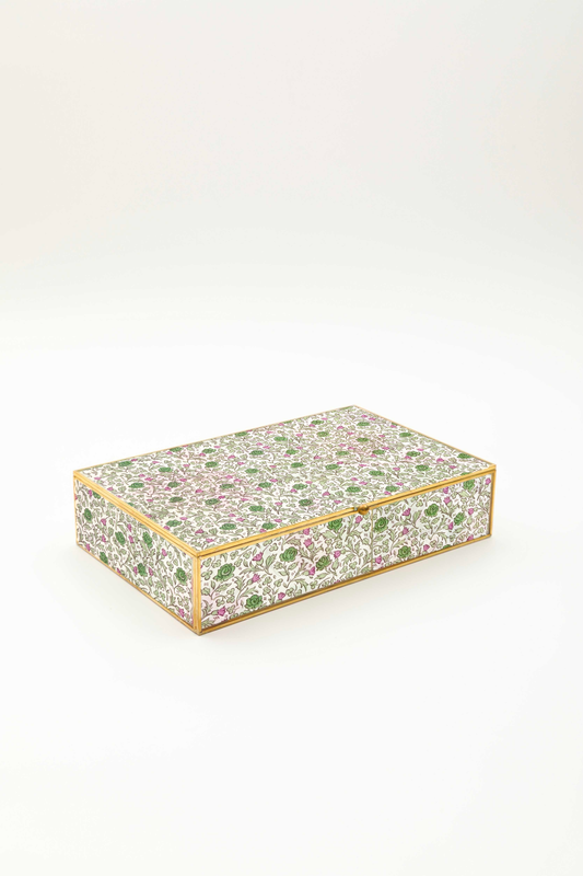 scatola portagioie "papier flora vert"